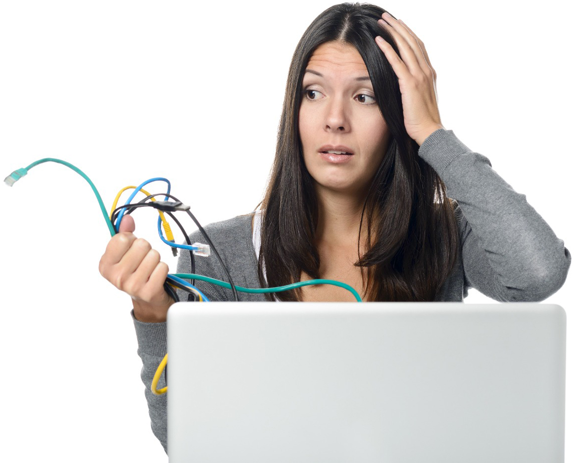 woman with cables